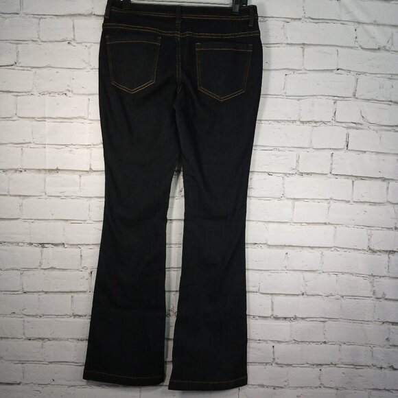 WOMENS HYBRID AND COMPANY DARK WASH FLARE LEG JEANS SIZE 7 NWOT - Picture 2 of 5